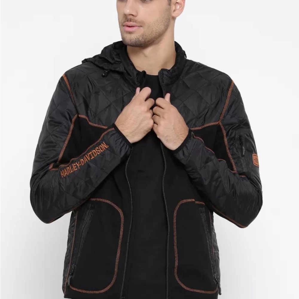 Harley Davidson Fleece jacket men’s XL Black and Orange